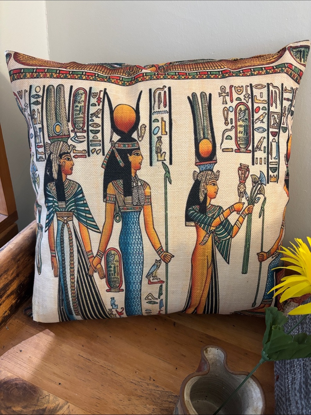 Egyptian Pharoah goddess throw accent pillow 18” square edgy religious cult new